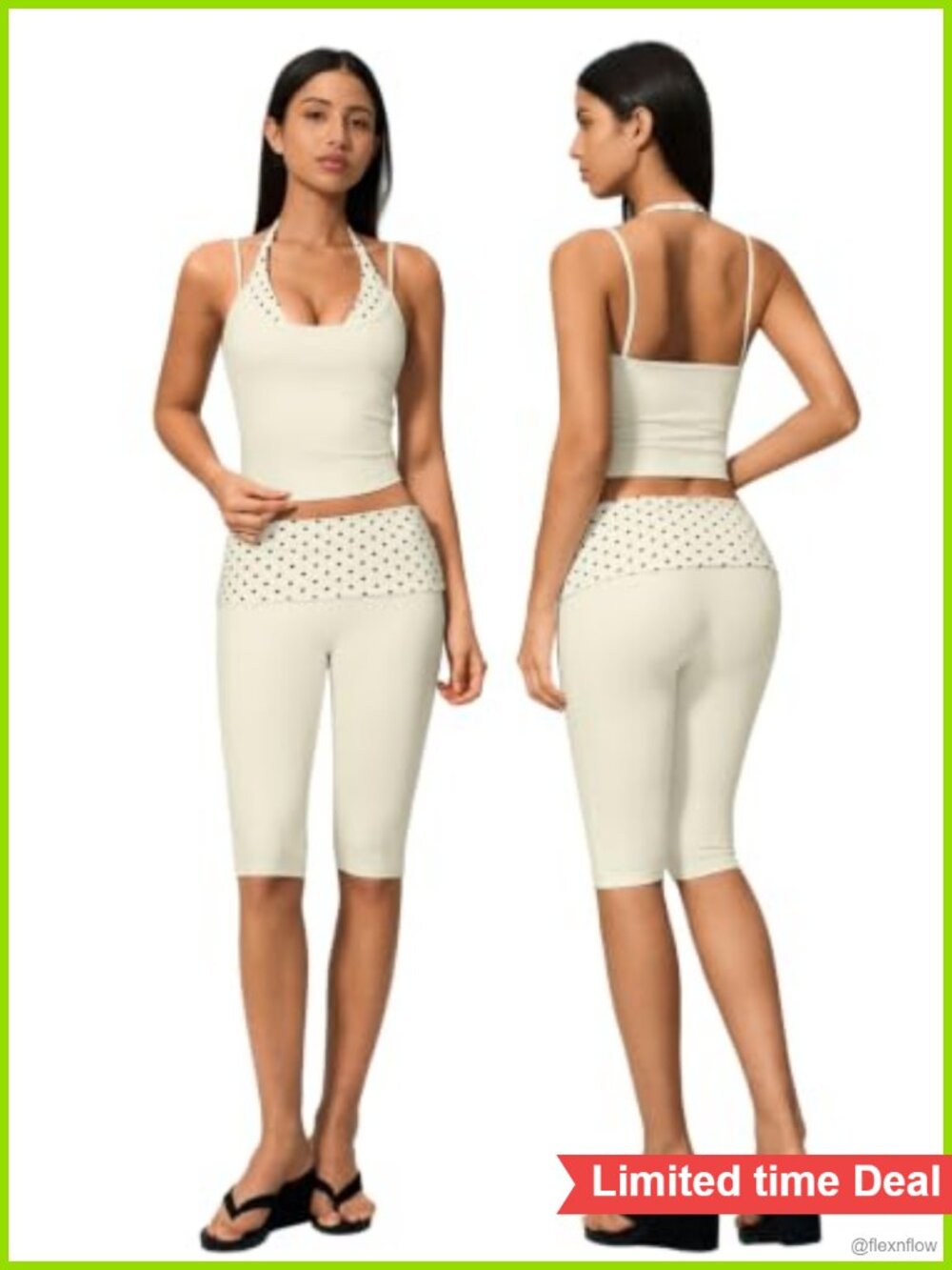 2 Piece Workout Set Halter Tank Top High Waist Capri Pants Yoga Outfits